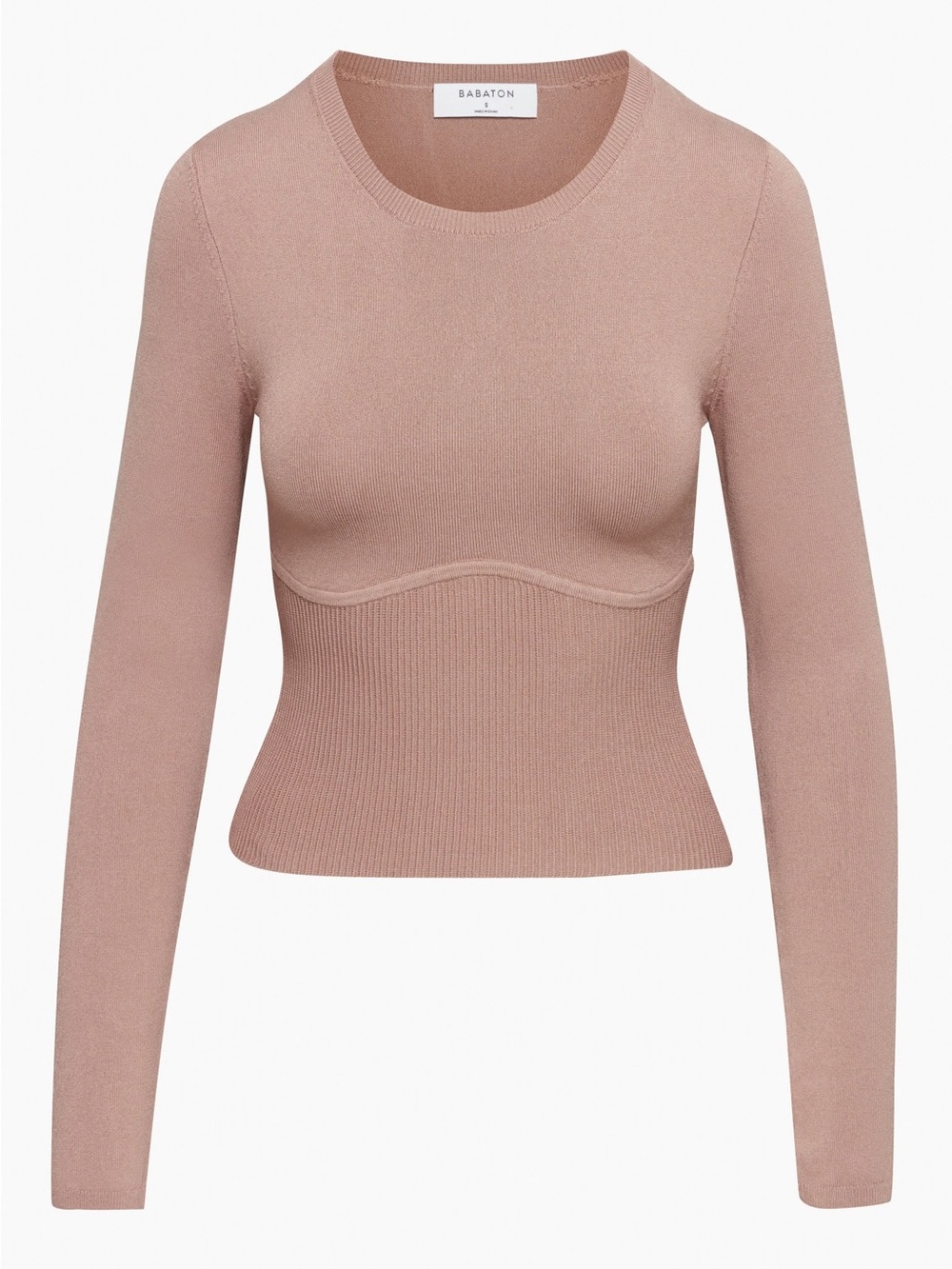 Babaton Sculpt Knit Empire Longsleeve XL Warm Taupe New